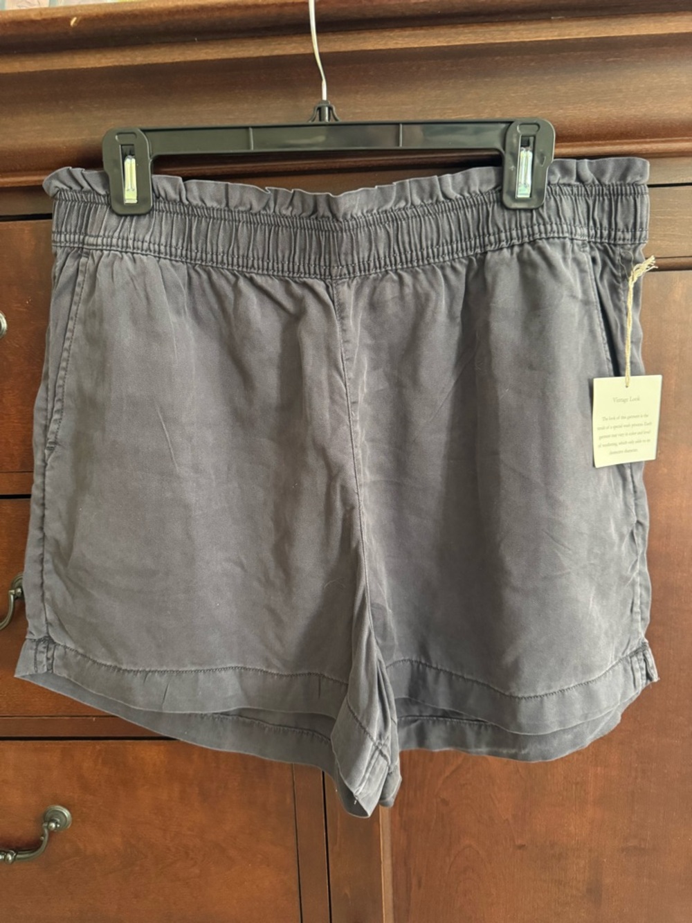C&C California Lyocell Vintage Look Pull-On Shorts in Charcoal Gray NWT